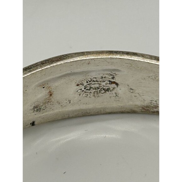 Vintage Taxco MX Silver-Tone & Abalone Inlay Cuff Bracelet Size 6.5 - Picture 9 of 9